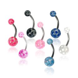 Supreme Jewelry Surgical Steel Star Design Glitter-infused Belly Rings (Pack of 7)