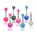 Supreme Jewelry Surgical Steel Star Design Glitter-infused Belly Rings (Pack of 7)