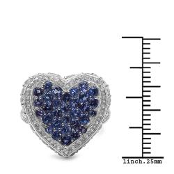 Sterling Silver Genuine Tanzanite and White Topaz Heart Ring (2 3/10ct TGW)