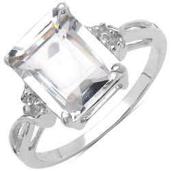 Sterling Silver Genuine Crystal and White Topaz Ring (3 1/10ct TGW)
