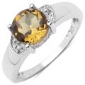 Sterling Silver Genuine Champagne Quartz and White Topaz Ring (1 1/5ct TGW)