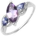 Sterling Silver Genuine Amethyst and Tanzanite Ring (1 3/10ct TGW)