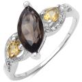 Sterling Silver Genuine Smoky Topaz and Citrine Ring (1 2/5ct TGW)