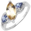 Sterling Silver Genuine Citrine and Tanzanite Ring (1 3/10ct TGW)