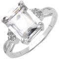 Sterling Silver Genuine Crystal and White Topaz Ring (3 1/10ct TGW)