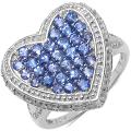 Sterling Silver Genuine Tanzanite and White Topaz Heart Ring (2 3/10ct TGW)