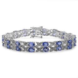 Sterling Silver 1/3ct TDW Diamond and Tanzanite Bracelet (I-J, I2-I3)