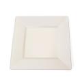 Silver Edge Square Plastic 8-Inch Ivory Plates (Set of 10)