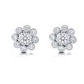 Sterling Silver Clear Cubic Zirconia Flower Stud Earrings