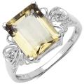 Sterling Silver Champagne Quartz and White Topaz Ring