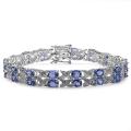 Sterling Silver 1/3ct TDW Diamond and Tanzanite Bracelet (I-J, I2-I3)