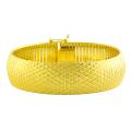 Gold over Silver 18-mm Satin/ Diamond-cut Cubetto Bracelet