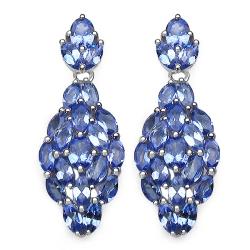 Sterling Silver Tanzanite Cluster Earrings (3 1/5ct TGW)