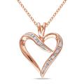 Pink Rhodium Plating Over Sterling Silver White Diamonds Heart Necklace