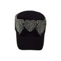 Downtown Women's Military Rhinestone Heart and Wings Cap