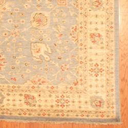 Afghan Hand-knotted Vegetable Dye Light Blue/ Ivory Wool Rug (8' x 8')