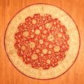 Afghan Hand-knotted Vegetable Dye Red/ Ivory Wool Rug (9'10 Round)