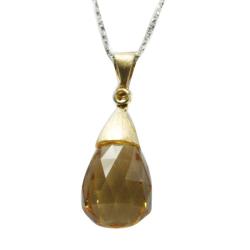 De Buman 18k Yellow Gold Citrine and Diamond Accent Necklace
