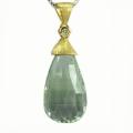 De Buman 18K Yellow Gold Green Amethyst and Diamond Accent Necklace