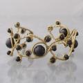 Open Swirl Black Onyx Brass Adjustable Bracelet Cuff (Thailand)