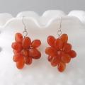 Flower Orange Carnelian 925 Silver Earrings (Thailand)