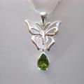 Sterling Silver Teardrop Peridot Butterfly Necklace (Thailand)