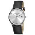 Frederique Constant Men's 'Slim Line' Black Leather Strap Watch