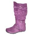Carrini Women's Purple 3-buckle Faux Suede Boots