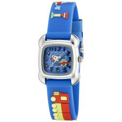 Activa Juniors Blue Rubber With Multicolor Car Design Watch