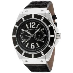 Cerruti I88I Men's 'La Montre' Black Leather Watch