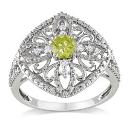 Miadora 10k White Gold 1/2ct TDW Yellow Diamond Ring (H-I, I1-I2)