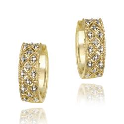 18k Gold over Sterling Silver Diamond Accent Cuff Earrings