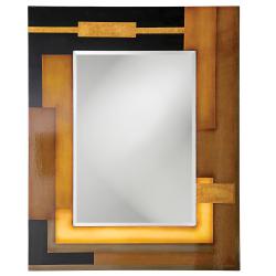 Portland Black Wood Abstract Mirror