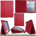 Premium Apple iPad 2 Red Leather Stand Case