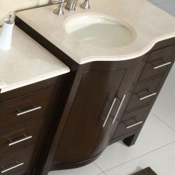 Silkroad Exclusive Stone Counter Top Bathroom Single Sink Cabinet Vanity Lavatory (54-inch)