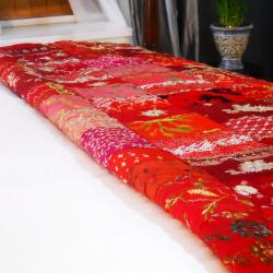 Red Vintage Sari Patch Throw (India)