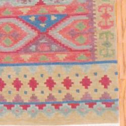 Indo Hand-knotted Kilim Blue and Red Wool Rug (4 x 6)