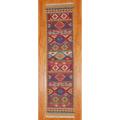 Indo Hand-knotted Kilim Blue and Red Wool Rug (2'6 x 10)