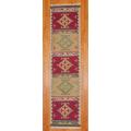 Indo Hand-knotted Kilim Ivory/ Green Wool Rug (2'6 x 10)