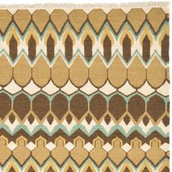 Sumak Flatweave Heirloom Beige and Brown Wool Rug (9 x 12)