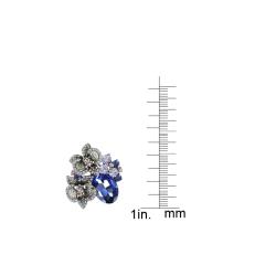 Cano Silvertone Blue and Purple Crystal Brooch