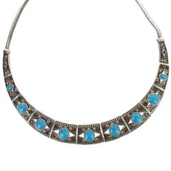 Cano Antiqued Silver-plating Turquoise Necklace
