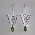 Sterling Silver Peridot Butterfly Earrings (Thailand)