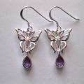 Sterling Silver Amethyst Butterfly Earrings (Thailand)