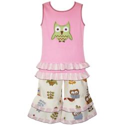AnnLoren Girls Owl Capri and Tank Set
