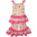 AnnLoren Girls Pink Vintage Paper Doll-Printed Capri Set