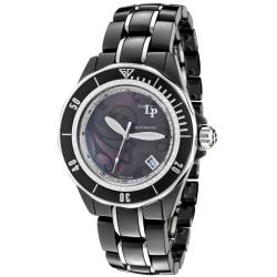 Lucien Piccard Italy Women's 'Celano' Black Ceramic and Stainless Steel Watch