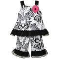 AnnLoren Girl's 2-piece Damask Shirt and Capri Set