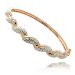Fusion Rose Gold Overlay Diamond Accent Twist Bangle Bracelet