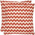 Zig-Zag 22-inch Embroidered Orange Decorative Pillows (Set of 2)